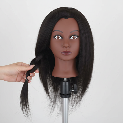 Afro Mannequin Heads With 100% Real Hair With Adjustable Tripod Hairdressing Dolls Training Head For Practice Styling Braiding - gallery 2