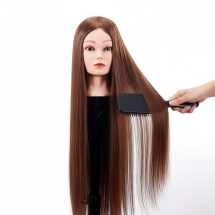 70Cm 100% High Temperature Fiber Blonde Hair Mannequin Head Training Head For Hairstyles Braid Hairdressing Manikin Doll Head - gallery 2