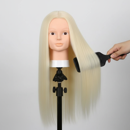 Mannequin Head 80% Real Human Hair Styling Hair Mannequin Head Human Hair to Practice Hair and Makeup Hairdresser Head With Gift - gallery 2