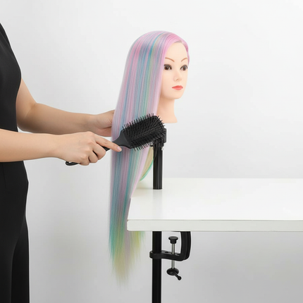 26-Inch Styling Mannequin Head with Multicolor Synthetic Hair And DIY Practice Kit with Combs Table ClampforHairstyling Training - gallery 2