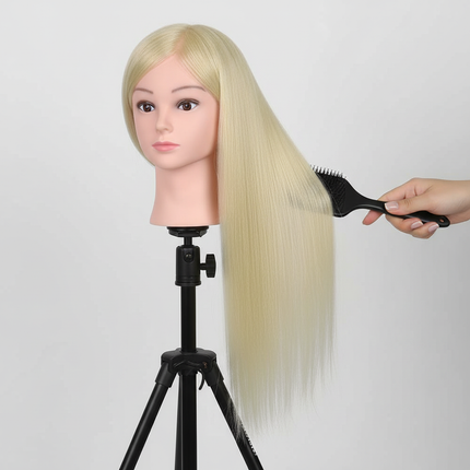 New Female Mannequin Training Doll Head With 70% Real Hair For Hairsyles Hairdressing Cosmetology Dolls Head With Stand Tripod - gallery 2