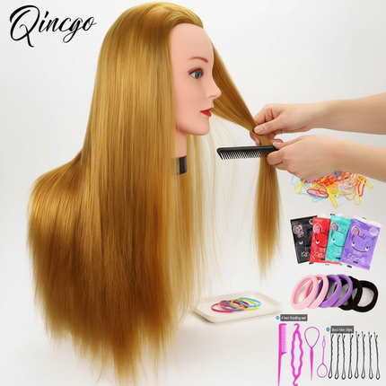New Mannequin Head With Synthetic Hair 24'' Styling Makeup Training Head Manikin Cosmetology Hairdressing Dolls Head With Stand - gallery 2