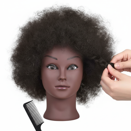 Afro Mannequin Heads With 100% Real Hair With Adjustable Tripod Hairdressing Dolls Training Head For Practice Styling Braiding - gallery 2