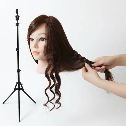 Professional Styling Head Mannequin Hairdresser Human Hair Mix Synthetic Hair Doll Head To Practice Hairstyles Wig Stand Tripod - gallery 2
