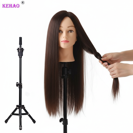 85%Real Hair Doll Head For Hairstyle Professional Training Head Kit Mannequin Head Styling To Practice Hot Curl Iron Straighten - gallery 2