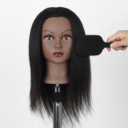 Afro Mannequin Heads With 100%Real Hair With Adjustable Tripod Hairdressing Dolls Training Head For Practice Styling Braiding - gallery 2