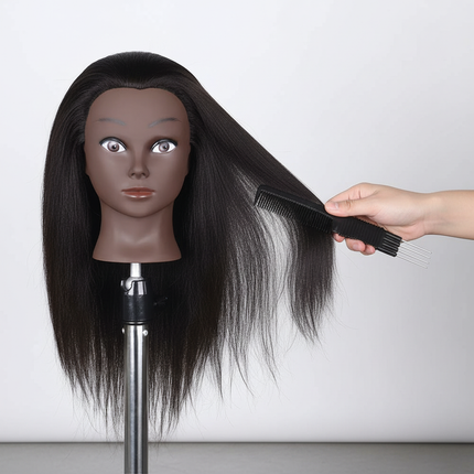 Afro Mannequin Heads With 100% Real Hair With Adjustable Tripod Hairdressing Dolls Training Head For Practice Styling Braiding - gallery 2