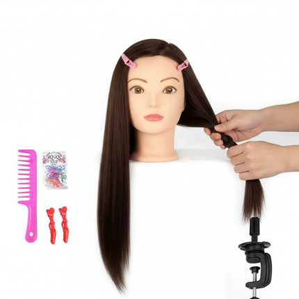 85%Real Human Hair Hairdresser Practice Mannequin Training Head Cosmetology Makeup On Long Hair Manikin Doll Head With Tools - gallery 2