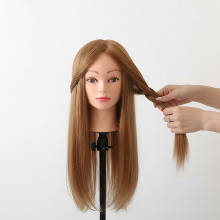 Professional Styling Head Mannequin Hairdresser Human Hair Mix Synthetic Hair Doll Head To Practice Hairstyles Wig Stand Tripod - gallery 2