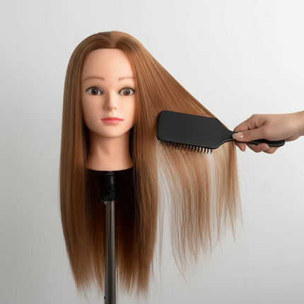 Tête À Coiffer Longs Cheveux Châtains Synthétiques