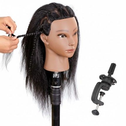 14" 100% Human Hair Mannequin Head for Braiding Practice, Hair Cutting Styling & Training for Stylists - gallery 2