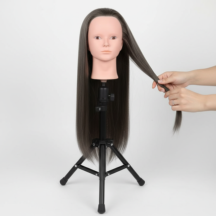 2pcs No makeup Mannequin Head Hair Styling Training Manikin Cosmetology Doll Head Synthetic Fiber Hair and stand - gallery 2