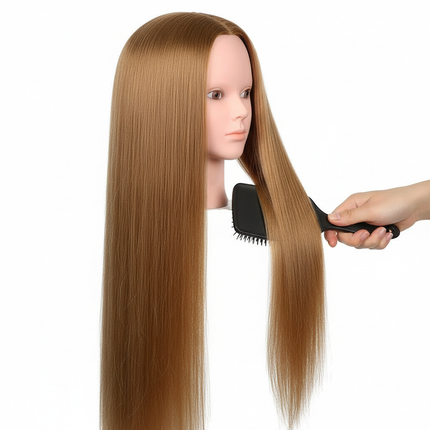 26in Mannequin Head Hair Styling Manikin Cosmetology Doll Head Synthetic Fiber Hair Hairdressing Training Model Free Clamp - gallery 2