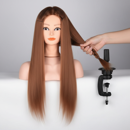 Mannequin Head 100% Synthetic Hair Hairdresser Training Head  Manikin Cosmetology Doll Head For Braiding Styling - gallery 2
