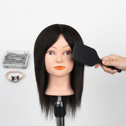 Long Hair Mannequin Head with Human Hair Hairdresser Practice Training Head Cosmetology Manikin Doll Head And Wig Stand Tripod - gallery 2