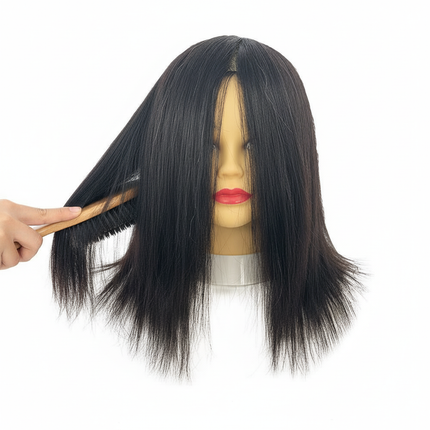 100% Human Hair Mannequin Head Natural Black Color Practice Training Model For Hairdresser Professional Can Be Ironed MUXI IDO - gallery 2