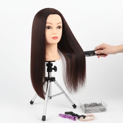 long Synthetic hair Mannequin Head With Adjustable Wig Tripod Stand Holder Model With Manikin Head Styling Hairdresser Training - gallery 2