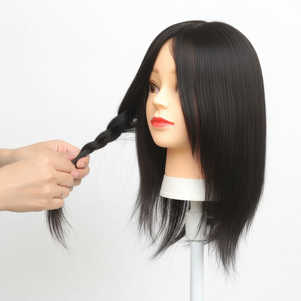 Black Short Hair Mannequin Head 100% Real Human Hair Training Doll for Hair Styling Cosmetology Manikin - gallery 2