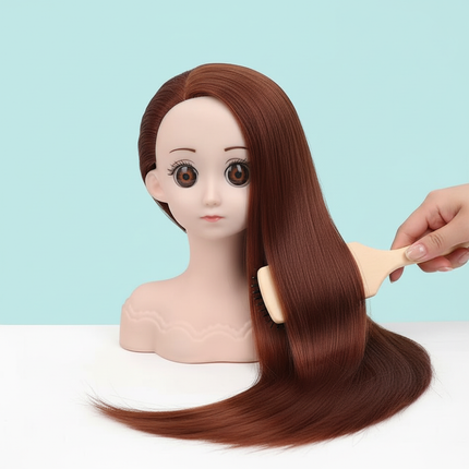 Mannequin Wig Head With Synthetic Hair With Adjustable Wig Stand Holder Manikin Head Styling Hairdresser Training Head Doll Head - gallery 2
