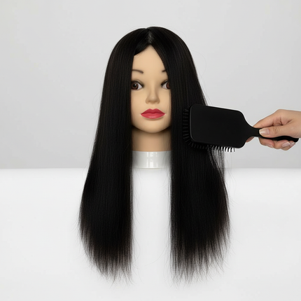100% Human Hair Mannequin Head Natural Black Color Practice Training Model For Hairdresser Professional Can Be Ironed MUXI IDO - gallery 2