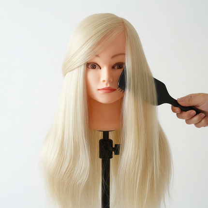 Doll Head For Hairstyle Practice 80%Real Hair Professional Training Head Kit Mannequin Head Styling  With Wig Stand Tripod Clamp - gallery 2