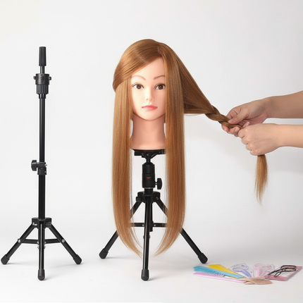 85%Real Hair Doll Head For Hairstyle Professional Training Head Kit Mannequin Head Styling To Practice Hot Curl Iron Straighten - gallery 2