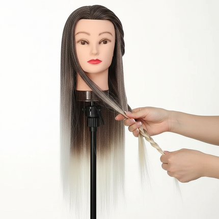 Mannequin Head Model With Long Synthetic Hair, Manikin Head Styling Hairdresser Training Head, Doll Head for Braiding Practice - gallery 2