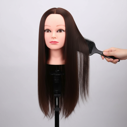 Synthetic Hair Mannequin Head Hairdresser Training Head With Stand Manikin Cosmetology Doll Head For Braiding Styling Curling - gallery 2