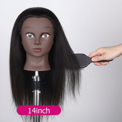 Afro Mannequin Heads With 100%Real Hair With Adjustable Tripod Hairdressing Dolls Training Head For Practice Styling Braiding - gallery 2