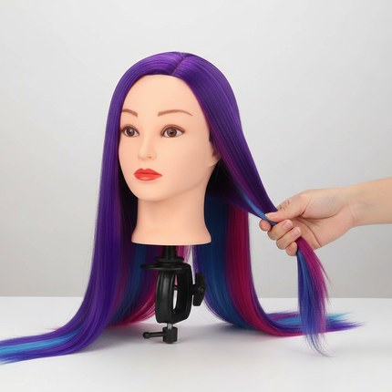 New Mannequin Head With Synthetic Hair 24'' Styling Makeup Training Head Manikin Cosmetology Hairdressing Dolls Head With Stand - gallery 2
