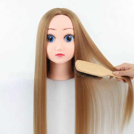 Mannequin Head Model With Long Synthetic Hair, Manikin Head Styling Hairdresser Training Head, Doll Head for Braiding Practice - gallery 2