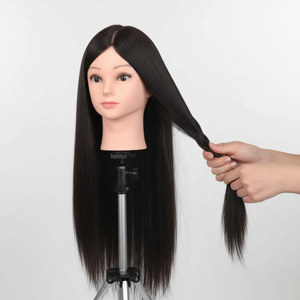 New Female Mannequin Training Doll Head With 70% Real Hair For Hairsyles Hairdressing Cosmetology Dolls Head With Stand Tripod - gallery 2