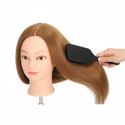 100% Real Human Hair Mannequin Head 22-24” Cosmetology Doll Head to Practice Hairstyles Manikin Head And Individual Tripod Stand - gallery 2