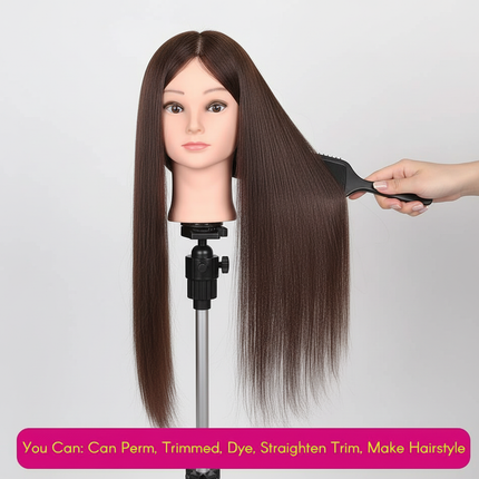 New Female Mannequin Training Doll Head With 70% Real Hair For Hairsyles Hairdressing Cosmetology Dolls Head With Stand Tripod - gallery 2