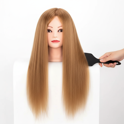 Hairdresser Styling Mannequin Head With 60% Real Human Hair Practice Training Head Cosmetology Manikin Doll Head Canbe Curled Pe - gallery 2
