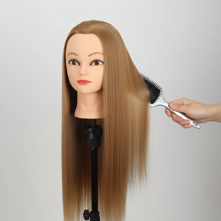 Long Synthetic Fiber Hair Mannequin Head With Free Clamp Stand Hairdresser Training Manikin Cosmetology Doll Head For DIY Braid - gallery 2