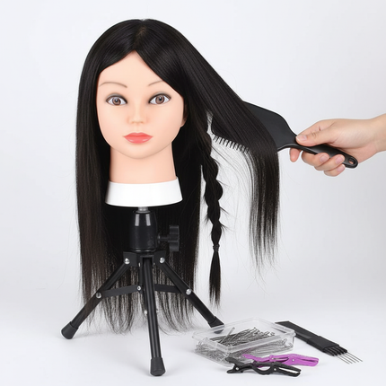 Mannequin Head with Hair 100% Real Human Hair 10-18'' Cosmetology Mannequin Head for Styling Practice on Braiding Manikin Head - gallery 2