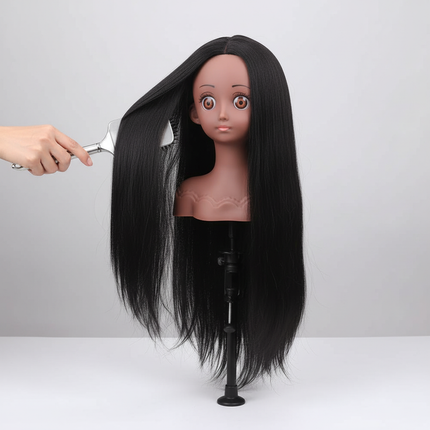 Realistic Female Doll Head Height 19Cm Small Mannequin Head With Makeup For Beginners To Practice Hair Styling With Wig Stand - gallery 2