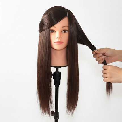 Doll Head For Hairstyle Practice 80%Real Hair Professional Training Head Kit Mannequin Head Styling  With Wig Stand Tripod Clamp - gallery 2