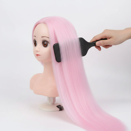 Mannequin Wig Head With Synthetic Hair With Adjustable Wig Stand Holder Manikin Head Styling Hairdresser Training Head Doll Head - gallery 2