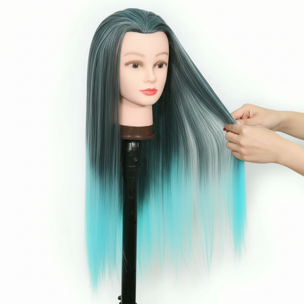 Colorful  28" Mannequin Head Hair Styling Training Braiding Manikin Cosmetology Synthetic Hair For Hairdresser,Free Clamp Hold - gallery 2