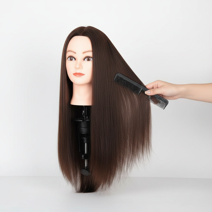 Synthetic Fiber Hair Mannequin Head with Adjustable Stand For Hairstyling Practice Hairdressing Manikin Cosmetology Doll Head - gallery 2