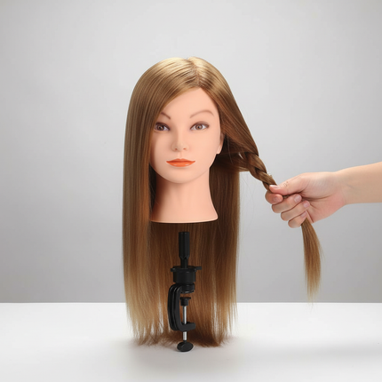 80% Real Hair Mannequin Head Training Head Cosmetology Doll Head Manikin Practice Head Hairdresser With Free Clamp Holder Female - gallery 2