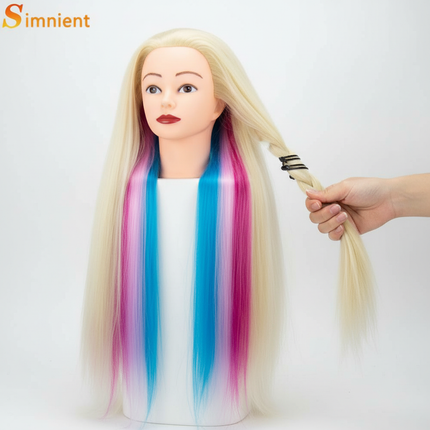 Simnient 70cm Colourful Synthetic Hair For Dolls Tress Mannequin Head For Hairstyles Hairdressing Braiding Training Dummy Doll - gallery 2