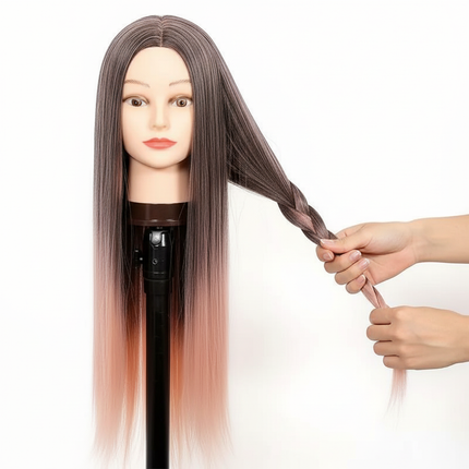 Colorful  28" Mannequin Head Hair Styling Training Braiding Manikin Cosmetology Synthetic Hair For Hairdresser,Free Clamp Hold - gallery 2