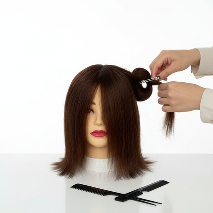 100% Human Hair Mannequin Head Natural Black Color Practice Training Model For Hairdresser Professional Can Be Ironed MUXI IDO - gallery 2