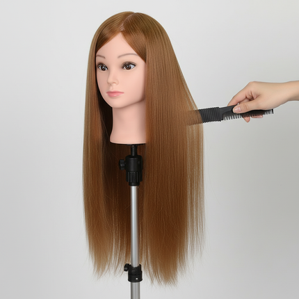 New Female Mannequin Training Doll Head With 70% Real Hair For Hairsyles Hairdressing Cosmetology Dolls Head With Stand Tripod - gallery 2