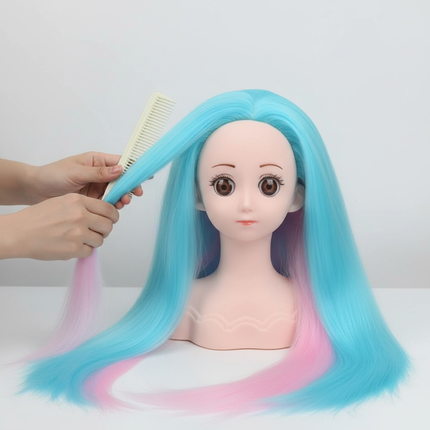 Mannequin Wig Head With Synthetic Hair With Adjustable Wig Stand Holder Manikin Head Styling Hairdresser Training Head Doll Head - gallery 2