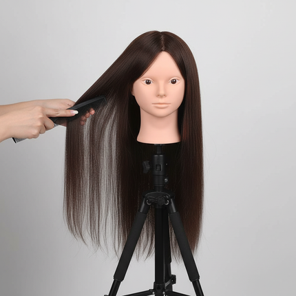 New Female Mannequin Training Doll Head With 70% Real Hair For Hairsyles Hairdressing Cosmetology Dolls Head With Stand Tripod - gallery 2