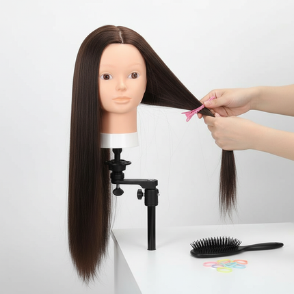 Mannequin Head 80% Real Human Hair Styling Hair Mannequin Head Human Hair to Practice Hair and Makeup Hairdresser Head With Gift - gallery 2